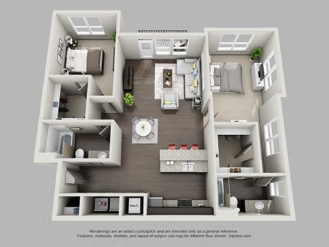 2 Bedroom 2 Bathroom Floor Plan